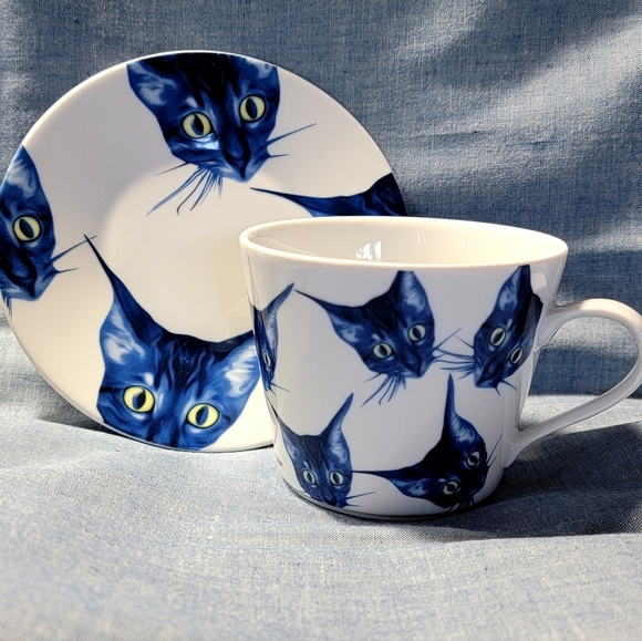 Rare KATIE EARY for Ikea GILTIG CAT Cup & Saucer - Picture 2 of 6